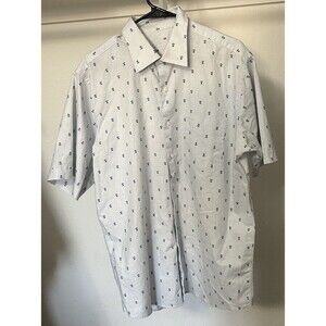 Nautical Men's Large Blue and White shirt with Anchors Preppy, boaters, sailors